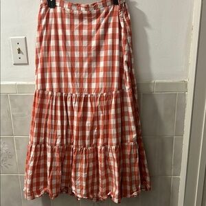 GAP White Red Tiered A-line Midi Skirt